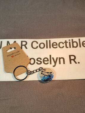 Sparkling Gemini Zodiac Resin Keychain - Handmade Constellation Art
